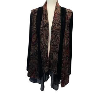 Soft Surroundings Castle Garden Velvet Jacket Black Paisley Sz XL Whimsigoth